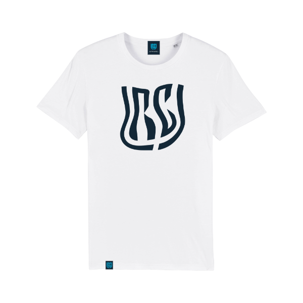 Deep Slate Warped URC Logo White T-Shirt
