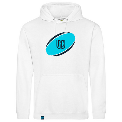 Turquoise Ball URC Logo White Hoodie