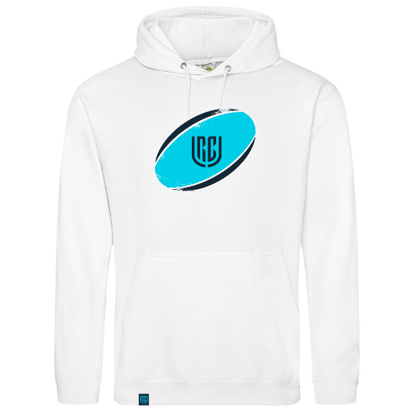 Turquoise Ball URC Logo White Hoodie