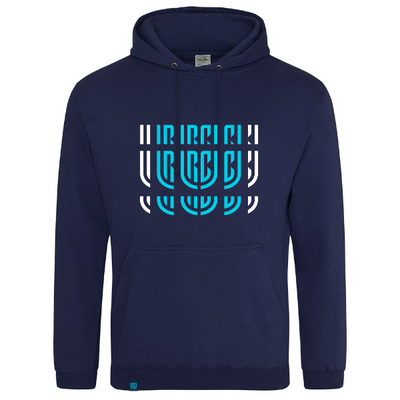 Turquoise Exploded URC Logo Navy Hoodie