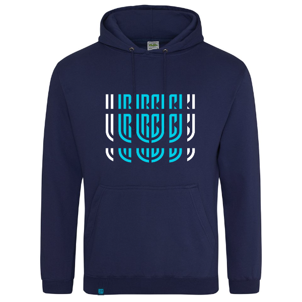 Turquoise Exploded URC Logo Navy Hoodie