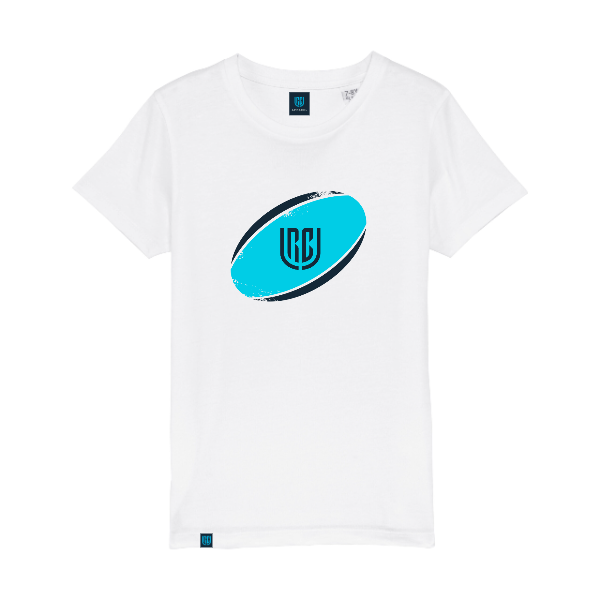 Turquoise Ball Logo White Kids T-Shirt