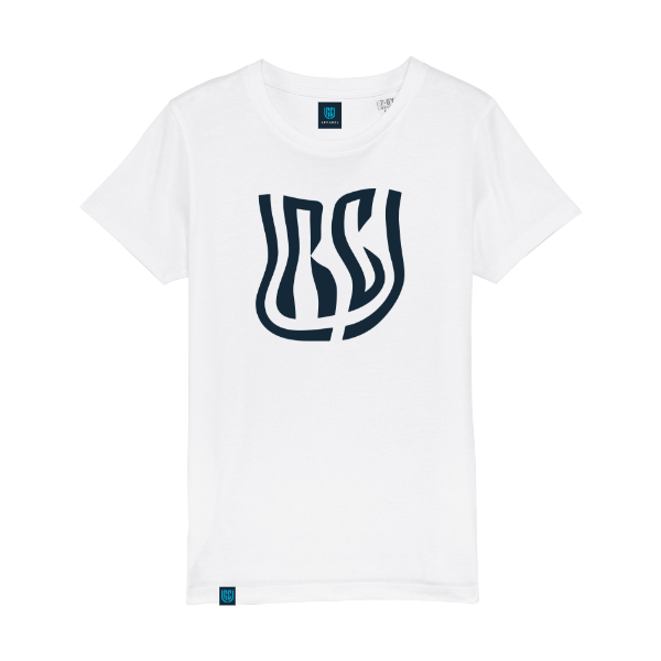 Deep Slate Warped URC Logo White Kids T-Shirt