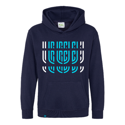 Turquoise Exploded URC Logo Navy Kids Hoodie