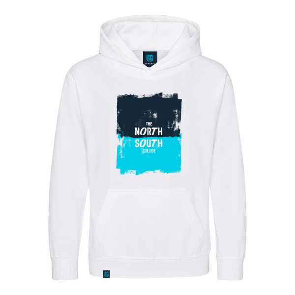 North South Collide Logo White Kids Hoodie