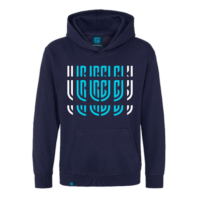 Turquoise Exploded URC Logo Navy Kids Hoodie